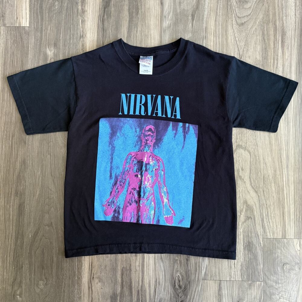 Vintage Nirvana Sliver T-Shirt Women's Size S Black Double Sided 1990s RARE